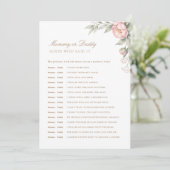 Printable Peony Baby Shower Guess Who Said It Card 招待状 (スタンド正面)