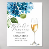 Printable Petals and Prosecco Bridal Shower Sign ポスター (正面)