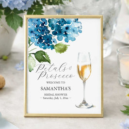 Printable Petals and Prosecco Bridal Shower Sign ポスター