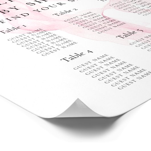Printable Pink Bow Baby Shower Seating Chart ポスター (角)