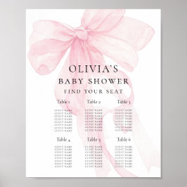 Printable Pink Bow Baby Shower Seating Chart ポスター