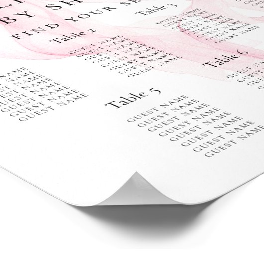 Printable Pink Bow Baby Shower Seating Chart ポスター (角)