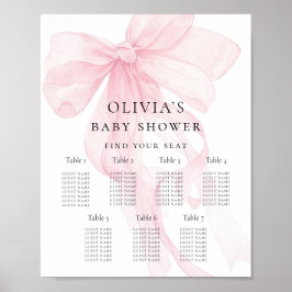 Printable Pink Bow Baby Shower Seating Chart ポスター