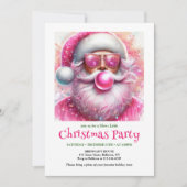 Printable Pink Santa Bubble Gum Funny Christmas 招待状 (正面)