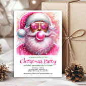 Printable Pink Santa Bubble Gum Funny Christmas  招待状