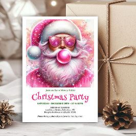 Printable Pink Santa Bubble Gum Funny Christmas  招待状