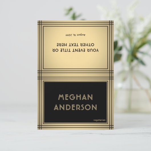 Printable Place Card - Classic Black & Gold Border カード (スタンド正面)