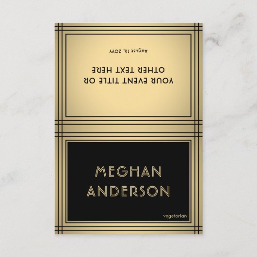 Printable Place Card - Classic Black & Gold Border カード (正面)