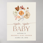 Printable Pumpkin Spice Baby Shower Welcome Sign ポスター (正面)