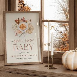 Printable Pumpkin Spice Baby Shower Welcome Sign ポスター