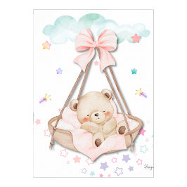 Printable Sleeping Teddy Bear Wall Art  ポスター