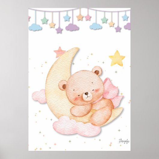 Printable Sleeping Teddy Bear Wall Art  ポスター (正面)
