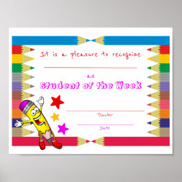 Printable Student of the Week証明書子供へ ポスター