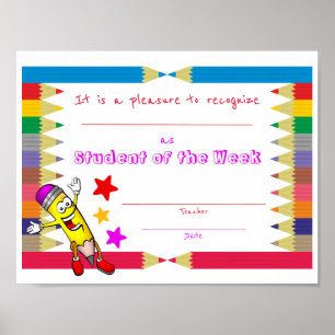 Printable Student of the Week証明書子供へ ポスター