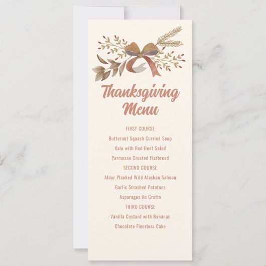 Printable Thanksgiving Menu 招待状 (正面)