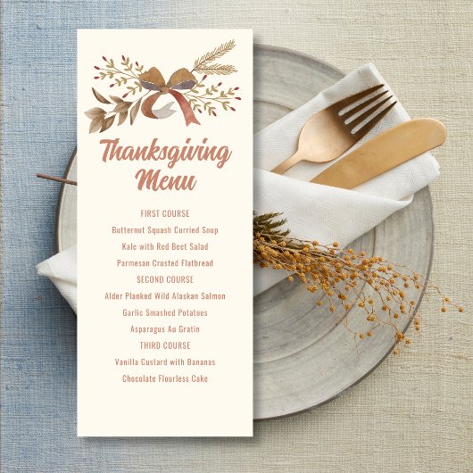 Printable Thanksgiving Menu 招待状