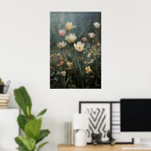 Printable Tulips Wall Art, Antique Spring Meadow ポスター (ホームオフィス)