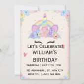 Printable Unicorn Birthday Card | Instant Download 招待状 (正面)