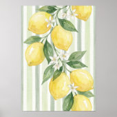 Printable Wall Art Lemon Watercolor Botanical  ポスター (正面)