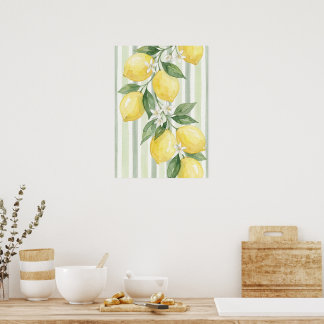 Printable Wall Art Lemon Watercolor Botanical  ポスター