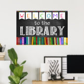 Printable Welcome Library School Sign ポスター (ホームオフィス)