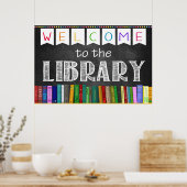 Printable Welcome Library School Sign ポスター (キッチン)