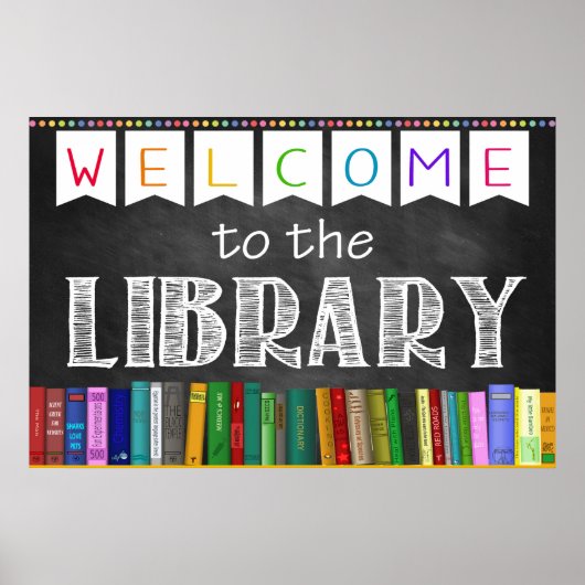 Printable Welcome Library School Sign ポスター (正面)