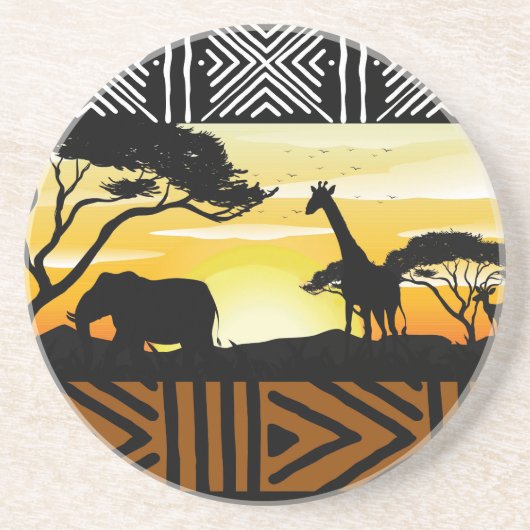 Printed African Safari Scene Coaster コースター (正面)