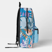 Printed Backpack : Abstract Leaves (blue) プリントバックパック (左)