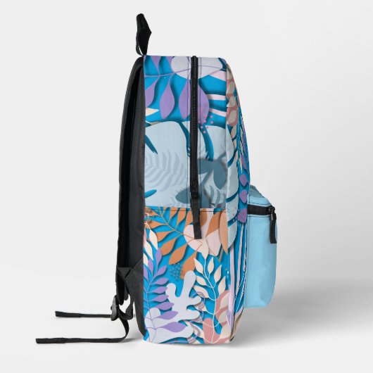 Printed Backpack : Abstract Leaves (blue) プリントバックパック (左)