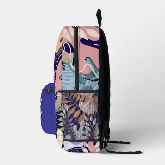 Printed Backpack : Abstract Leaves (dark blue) プリントバックパック (右)