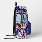 Printed Backpack : Abstract Leaves (dark blue) プリントバックパック (左)