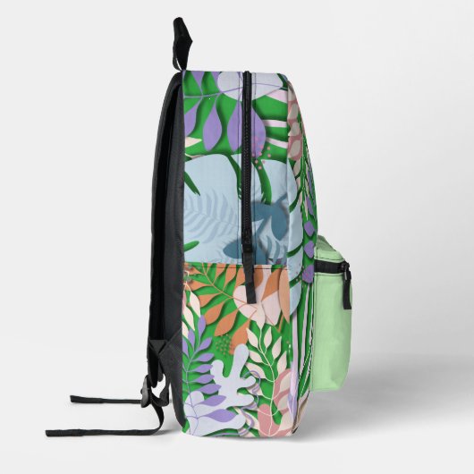 Printed Backpack : Abstract Leaves (green) プリントバックパック (左)