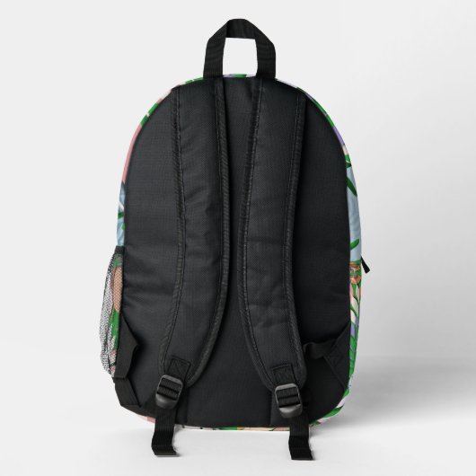 Printed Backpack : Abstract Leaves (green) プリントバックパック (裏面)
