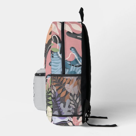Printed Backpack : Abstract Leaves (grey) プリントバックパック (右)