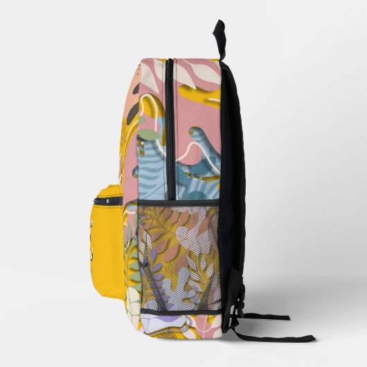 Printed Backpack : Abstract Leaves (orange) プリントバックパック (右)