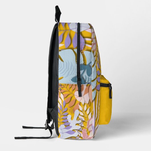 Printed Backpack : Abstract Leaves (orange) プリントバックパック (左)