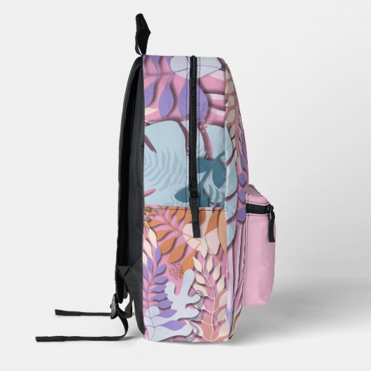 Printed Backpack : Abstract Leaves (pink) プリントバックパック (左)