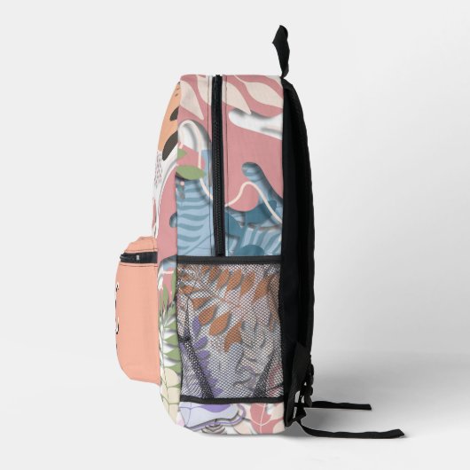 Printed Backpack : Abstract Leaves (white) プリントバックパック (右)