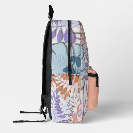 Printed Backpack : Abstract Leaves (white) プリントバックパック (左)