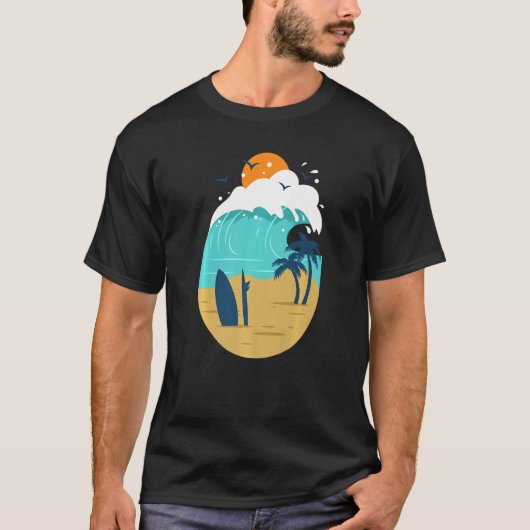 Printed Beach Illustration For Summer Vacay Or Vac Tシャツ (正面)