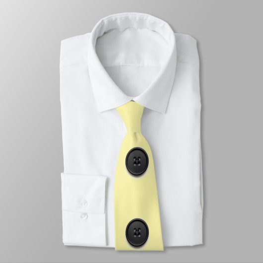 Printed black button design-cream  ネクタイ (タイ)