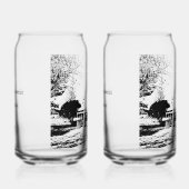 Printed can glass set(set of 2)16ounces ガラス缶 (右)