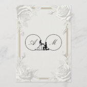 Printed Embossed White Rose Faux Gold Wedding  招待状 (裏面)