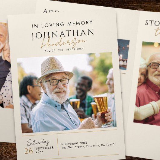 Printed Funeral Photo Collage Memorial 三つ折りプログラム