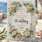 Printed Ivory-Tone Floral Formal Wedding 招待状