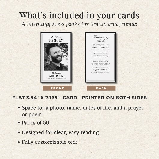 Printed Loving Memory Memorial Prayer Cards 名刺