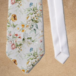 Printed Monogram on Colorful Floral Still Life ネクタイ<br><div class="desc">This is a standard size tie with a colorful floral pattern with a platinum color background. Easily change the subtle, printed monogram initials, using the Template provided. [The monogram will be centered and straight, unlike the mock-up photo.] Dimensions are 55" long, 4" at widest point, monogram is approximately 1/2" in...</div>