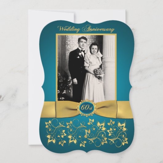 PRINTED RIBBON ファンシー Shape 60th Anniversary招待状 招待状 (正面)