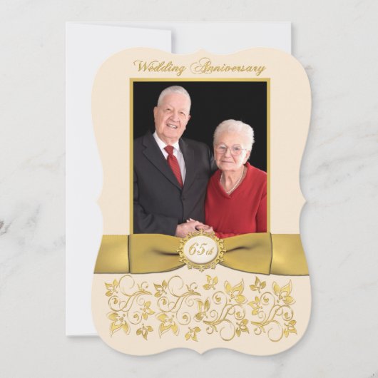 PRINTED RIBBON ファンシー Shape 65th Anniversary招待状 招待状 (正面)